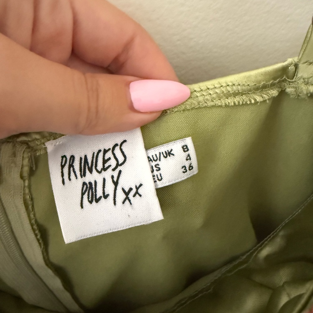 Princess Polly Olive Green Mini Dress with Red Floral Embroidery - Picture 3 of 4